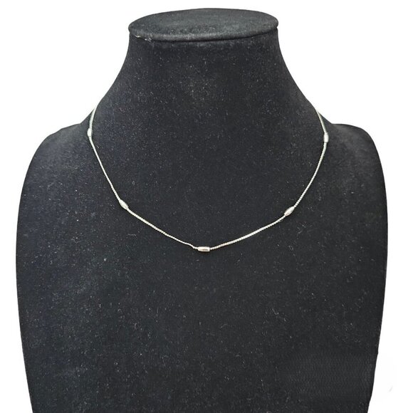 💎311 Avon Silver Tone Beaded Stacking Chain with Tubular Beads Necklace - Picture 1 of 6